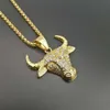 Hip Hop Rapper Style Bull Head Tau Pendants Necklaces for Men Gold Color 316L Stainless Steel Personality Party Jewelry Gift326O