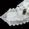 Biegacz stołowy biała flaga haftowa kwiat bawełniany lniany sznurowany tkanin