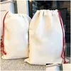 Dekoracje świąteczne DIY spersonalizowane sublimacja drukowanie drobne lniane torby prezentowe kieszeń dstring worka mikołaja