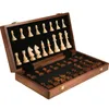 Jeu d'échecs en bois de qualité supérieure pliable, grand travail manuel classique traditionnel, pièces en bois massif, échiquier en noyer, cadeau pour enfants, jeu de société 231020