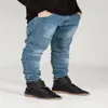 Jeans Mannen Trekkoord Hoge Taille Desighner Jean Broek Zomer Heren Kleding Biker Straight Denim Gewassen Gat Broek Trouser223E