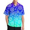 Chemises décontractées pour hommes Chemise de vacances d'impression de flocon de neige Bleu et blanc Hawaii Hommes Blouses drôles à manches courtes Motif Vêtements Plus Taille 3XL