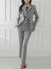 Kadınlar Suits Blazers Kadın Vintage Yüksek Kaliteli Ofis Takım Bayanlar İş Pantolon Giyim OL Pantsuits Resmi Kadın Blazer Ceket Yelek Pantolonları 3 Parça Set 231020