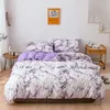 Conjuntos de cama Mármore Impressão Queen Set King Size Escovado Capa de Edredão Macio Único Duplo Cama Quilt Conjuntos Sem Folhas 231020