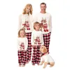 Family Matching Outfits Dog Family Christmas Matching Pajamas Set Cartoon Elk Print Long Sleeve Tshirt Top and Plaid Pants Parent Child Clothes 231019