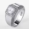 Luxus 925 Sterling Silber Männer AAA Kristall Zirkon Stein Hochzeit Ring Brillante Edle Engagement Engagieren Party Plata Ringe Stempel