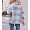 女性用ジャケット2023秋と冬のトレンドファッションラペル格子縞のパッチワークウールショートスタイルの気質ゆるい厚いコート