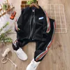 Clothing Sets School Kids Tracksuit Jogger Set Full Zip Striped Boys Fleece Hoodie Sweatpant Sets Children Outfits Spring Autumn 3-14 Years 231020