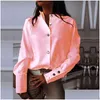 Blouses Pour Femmes Chemises Chemisier Blanc Élégant Chemise Femme À Manches Longues Bouton Mode Femme Tops Et Solide Printemps Drop Livraison App Dhfub