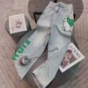 Jeans da donna ricamati stile High Street Hiphop floccaggio 2023 pantaloni dritti primaverili per uomo e donna alla moda