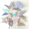Stickers muraux 12pcs mode 3D papillon creux autocollant créatif pour bricolage art moderne décorations pour la maison cadeau 231019