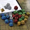 Utomhusspel Aktiviteter mångsidig 7Die Dice Set -spel för TRPG DND -tillbehör Polyhedral D4 D6 D8 D10 D12 D20 Brädkort Matematik 231020