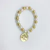 Länkarmband i lager klassiska kvinnor handkedja falska smycken mode guld färg mynt charm armband