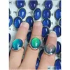 Band Rings Large Oval Crystal Mood Ring Jewelry High Quality Stainless Steel Color Changing Adjustable298M4932552 Drop Delivery Otuhr