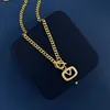 Women Charm Gold Necklace Simple Hollow Out Two Color Rectangle Letter Style Diamond Inlay Design Luxury Exquisite Designer Gorgeous Lady Jewelry Pendant