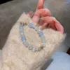 Länkarmband harajuku pentagram pärla pärlkedja för kvinnor koreanska söta blå kristallstjärna charm armband y2k smycken gåvor 2023
