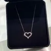 Pendant Necklaces Tiff Love Necklace High Edition Thick Plated 18k Gold Tee Diamonds Romantic Neckchain Full Diamond Heart Collar Chain