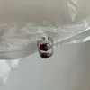 Anello solitario Vintage Argento Colore Rosso Ovale per le donne Alla moda Elegante Irregolare Pietra naturale Donna di lusso Y2K Regalo gioielli estetici 231019