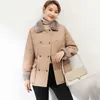 Women's Leather 2023 Sheepskin Coat Winter Mink Hair Collar Casual Medium Long White Duck Down Lining Genuine Jacke