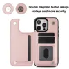 Luxuriöse prismatische Leder-Kartenhalter-Mappenhülle für iPhone 15 Pro Max 14 13 12 11 XR XS X Flip Stand Phone Cover Funda