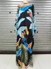 Etniska kläder Sexig afrikan för Women Party Dress Print Mesh Elegant Lads Long Evening Gown