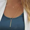 Pendant Necklaces Long Layered Necklace Set Of 3 Sideways Cross Minimal Kpop183J