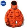 Homens para baixo parkas 2023 homens inverno grosso com capuz jaqueta multi bolsos máscara bonés blusão casaco streetwear zíper puffer jaquetas 231020