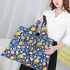 Storage Bags Foldable Shopping Bag Reusable Travel Grocery Eco-Friendly Flower Print Portable Handbag Supermarket