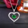 Collane con ciondolo CAOSHI Collana estetica a forma di cuore per le donne Gioielli da cerimonia di fidanzamento alla moda con cristalli di zirconi verde brillante