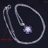 Necklace Earrings Set Glamorous Purple Cubic Zirconia White CZ Silver Plated Pendant Chain Ring V0231