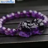Whole Purple Natural Crystal Bracelets 8mm Beads With PiXiu Brave troops for Women Girl Gifts Romantic Crystal Jewelry Y2007302605