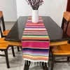 Corredor de mesa estilo mexicano corredor de mesa com borlas artesanal arco-íris listrado toalha de mesa listrada festa de casamento decoração de mesa de jantar 231019