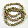 Bracelet à brins pour femmes et hommes, perles en pierre d'unakite, 6mm, 8mm, 10mm, 12mm, 8''