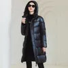 Trench da donna Piumino nero di media lunghezza imbottito in cotone 2023 Inverno al ginocchio sciolto spesso