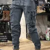 Pantaloni da uomo Pantaloni mimetici blu scuro Uomo Harem Y2k Pantaloni cargo militari tattici per uomo Techwear Pantaloni da lavoro hip-hop da esterno di alta qualità 231019