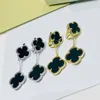 four leaf clover Earrings Made of natural shells and natural agate Gold Plated 18K designer for woman T0P highest counter Advanced designer anniversary gift 017