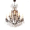 Pendant Lamps American Country Chandelier Wrought Iron Retro Living Room Dining French Stairwell Villa Crystal