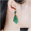 Fascino Moda Elegante Petalo Quadrato Verde Rosso Aaa Cubic Zirconia Orecchini Gioielli per le donne Regalo di San Valentino Rame sudamericano Dh4Ni