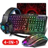 Claviers Clavier de jeu Souris LED Respiration Rétroéclairage Ergonomie Pro Combos USB Filaire Clé Complète Professionnel 4 In1 231019