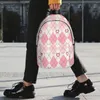 Backpack Preppy School Supplies Aesthetic Heart Argyle Checkered Backpacks Boys Girls Bookbag Bag Travel Rucksack Shoulder