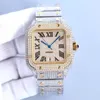 Armbandsur Moissanite Iced Out Watches Hip Hop Bust Down Unisex Diamond Watch Rostfritt stål med päckad handled kvadratiska klockor Vattentäta Montres