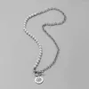 Chains Double Color Chain Stainless Steel Round Coin Hollow White Necklace For Man Sun Pearl Style Punk Choker Unisex Jewelry