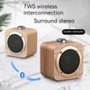 Haut-parleurs de téléphone portable Nouveau haut-parleur Bluetooth sans fil en bois Accueil Tws Interconnecté Stéréo Surround Haut-parleur Boîte Q231021