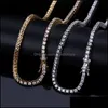 Chaînes en gros M 16-24 pouces glacé Bling Zircon 1 rangée Tennis chaîne collier hommes Hip Hop bijoux or Sier Charms 91 U2 Drop livrer Dh4Ll