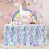 Other Festive Party Supplies 183x77CM Rainbow Unicorn Table Skirt Baby Shower Mermaid Tulle Tutu Table Skirt for Gender Reveal Birthday Wedding Bridal Party 231019