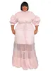 Plus Size Dresses Autumn Long Dress Women Mesh Patchwork See Through Modis Pleated Ladies Bodycon Elegant Pink Woman 2023