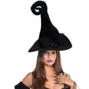 Berets Punk Flannel Witch Hat For Women Halloween Party Masquerade Cosplay Accessory