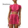 Arbeitskleider Serpentinendruck Sexy Sommer 2-teiliges Set Damen Sheer Mesh Neongrün Zwei figurbetontes Kleid Club-Outfits