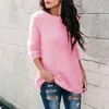 Kadın Tees Tees Moda Kış Sıcak Kazak Kabarık Düz Jumper Ladies Sıradan Uzun Pullover Üstler Sonbahar Büyük Boy Kore 231019