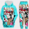 Yeni Erkekler Kadın Harley Quinn Komik 3D Baskı Moda Trailtsits Crewneck Hip Hop Sweatshirt ve Pantolon 2 adet Set Hoodies TZ09215H